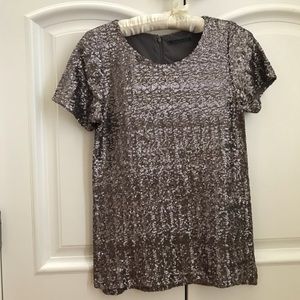 Festive Silver Sequined Top